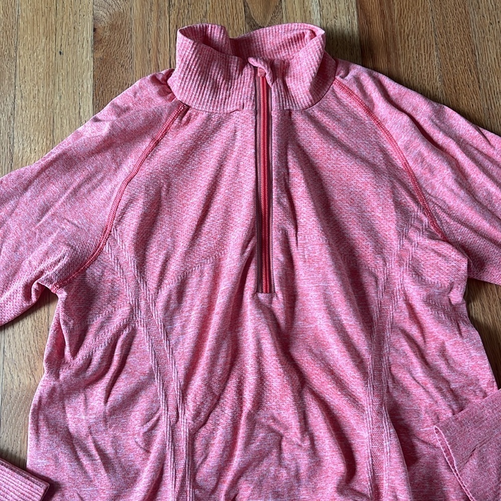 Athleta Pink Fast Track Half-zip Ruched Top - Picture 3 of 5